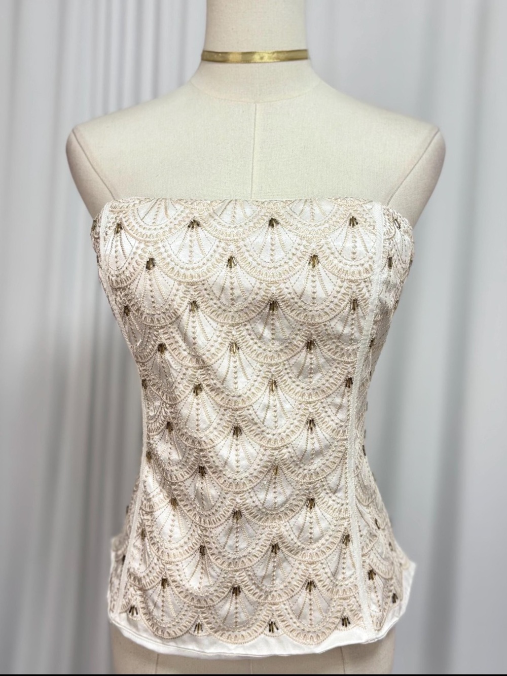 White House Black Market Cream Ivory Strapless Bustier Vintage Y2K